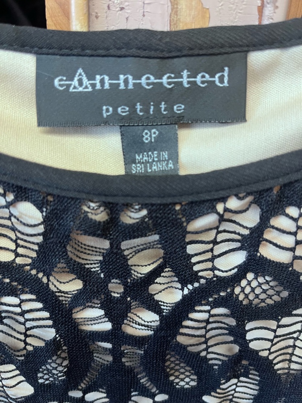 connected apparel Black Lace Overlay Petite Shell - Picture 2 of 3
